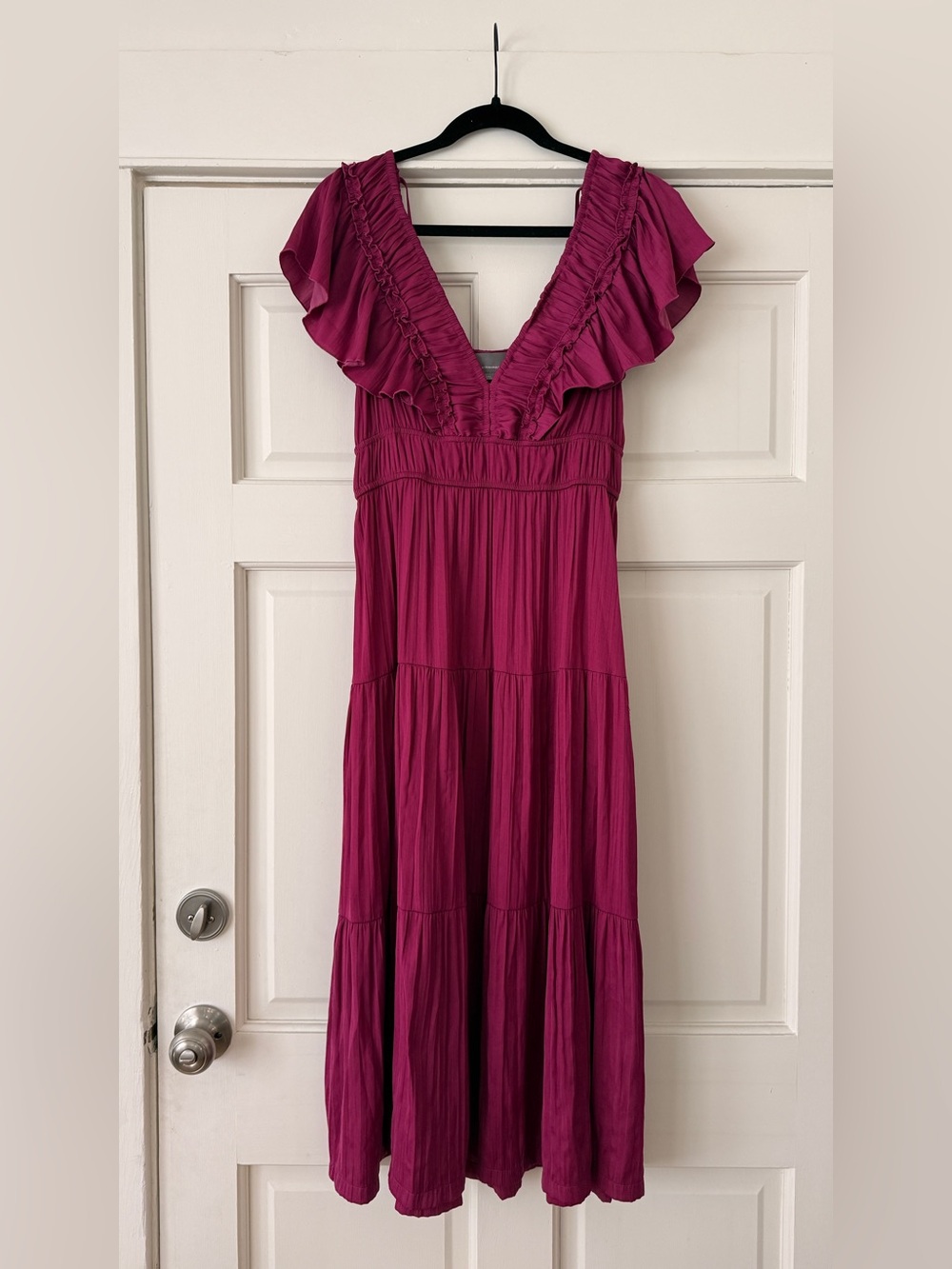 Anthropologie Fuscia Silky Dress - Small